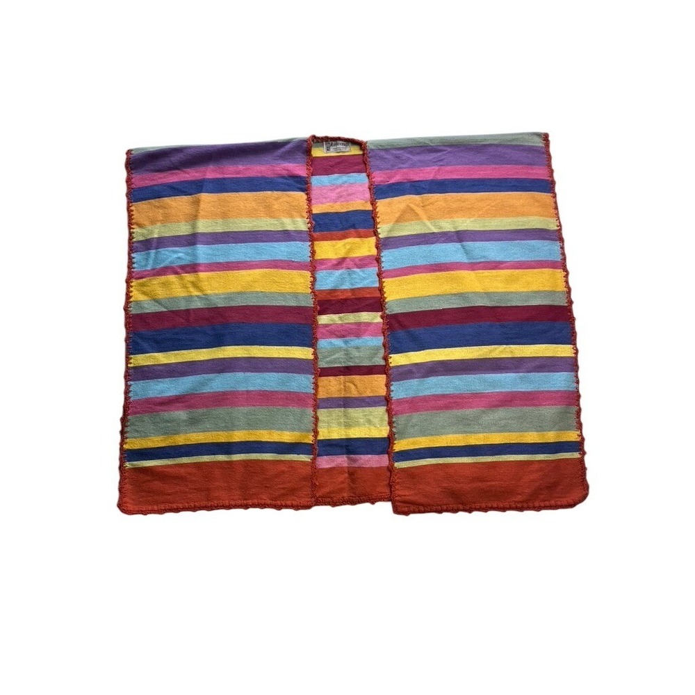 Rosecraft Poncho Women OS Multi Color Handwoven Organic Cotton Stripe